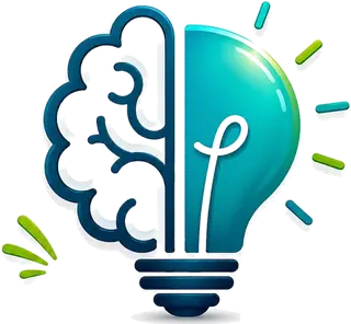 Isotipo de Emprende Conmigo: medio cerebro y media bombilla, en una sola pieza